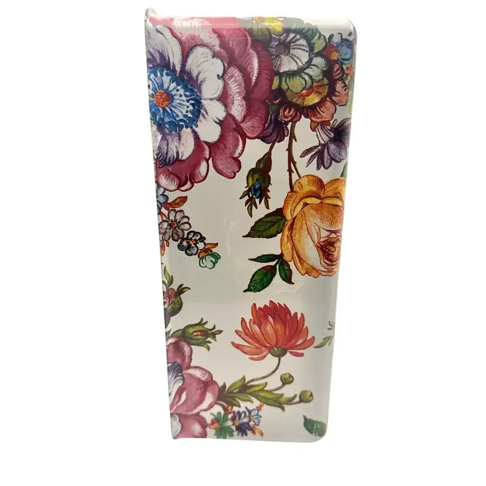 Mackenzie Childs White Floral Print Flower Market Standard Tissue Box Holder